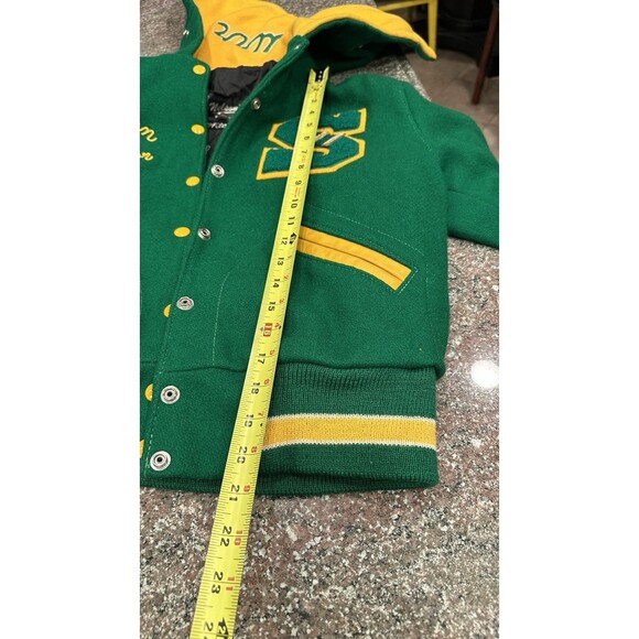 Vintage Authentic SHS South High Letterman Jacket Small Green Gold EUC Women’s - Picture 14 of 16